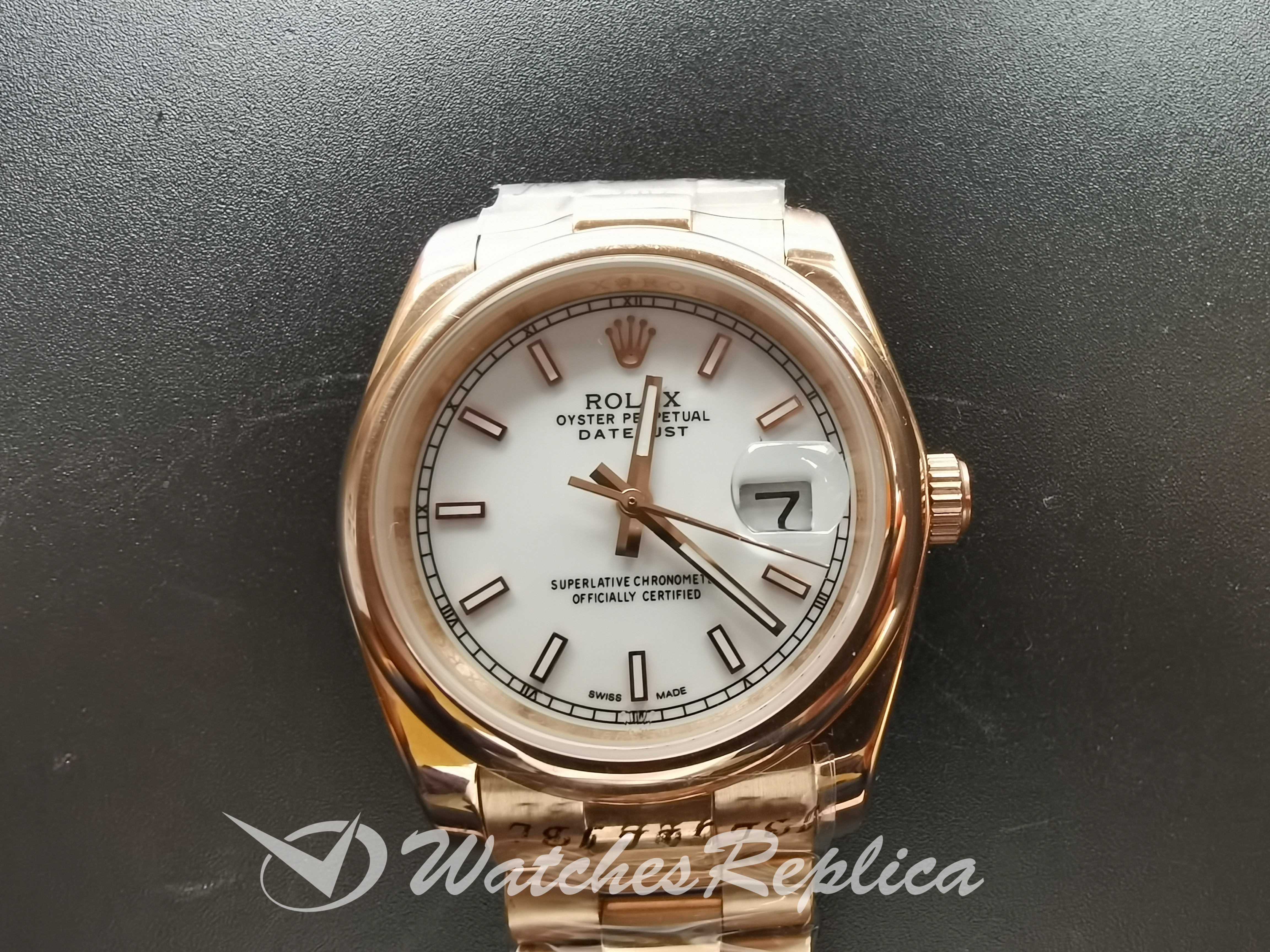 Rolex DateJust 4467 Esfera Blanca y 18k Rose Gold 36MM para hombres Réplicas Relojes