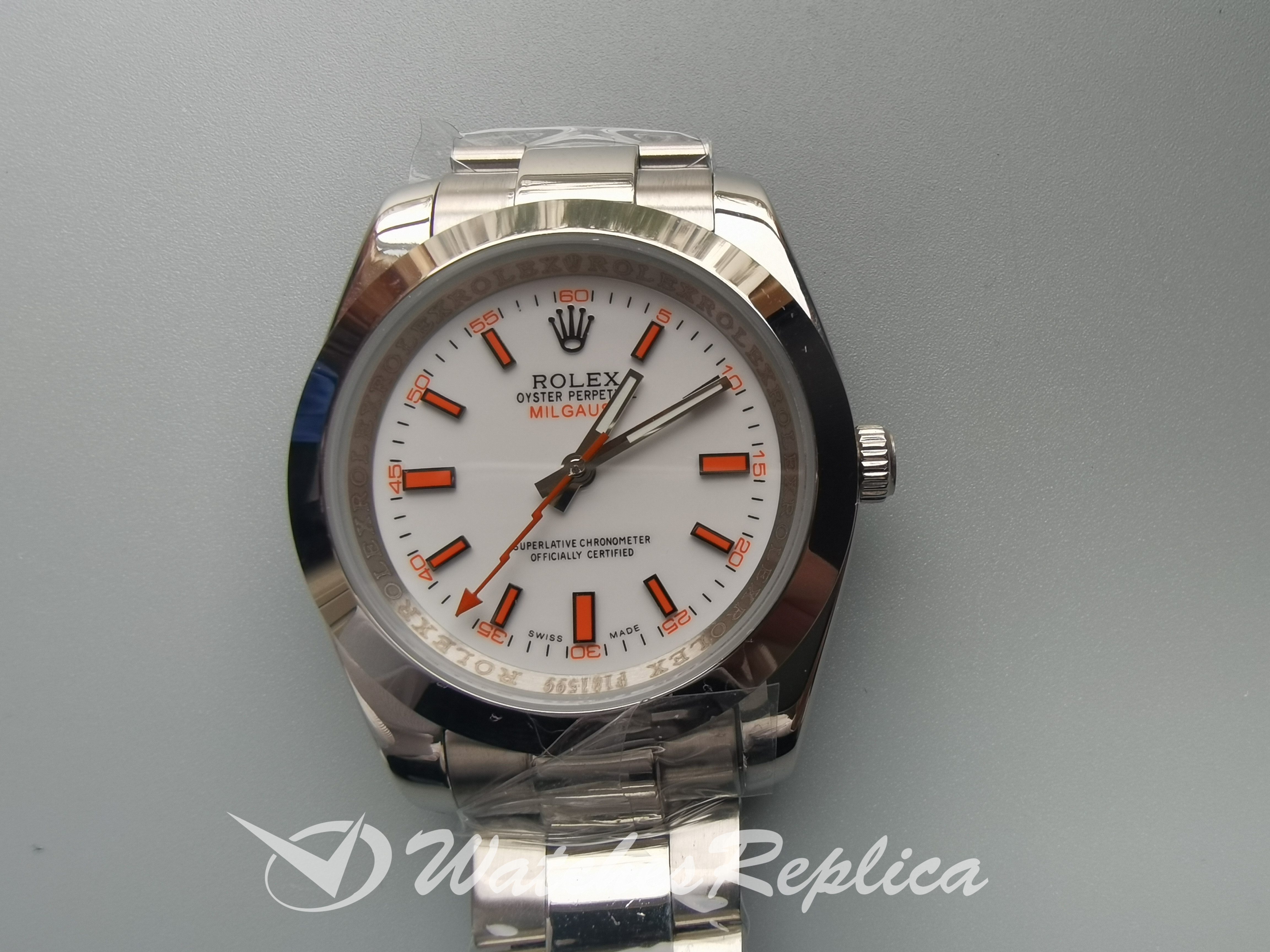 Rolex Milgauss 116400 acero inoxidable y marcación blanca 40MM para hombres Réplicas Relojes