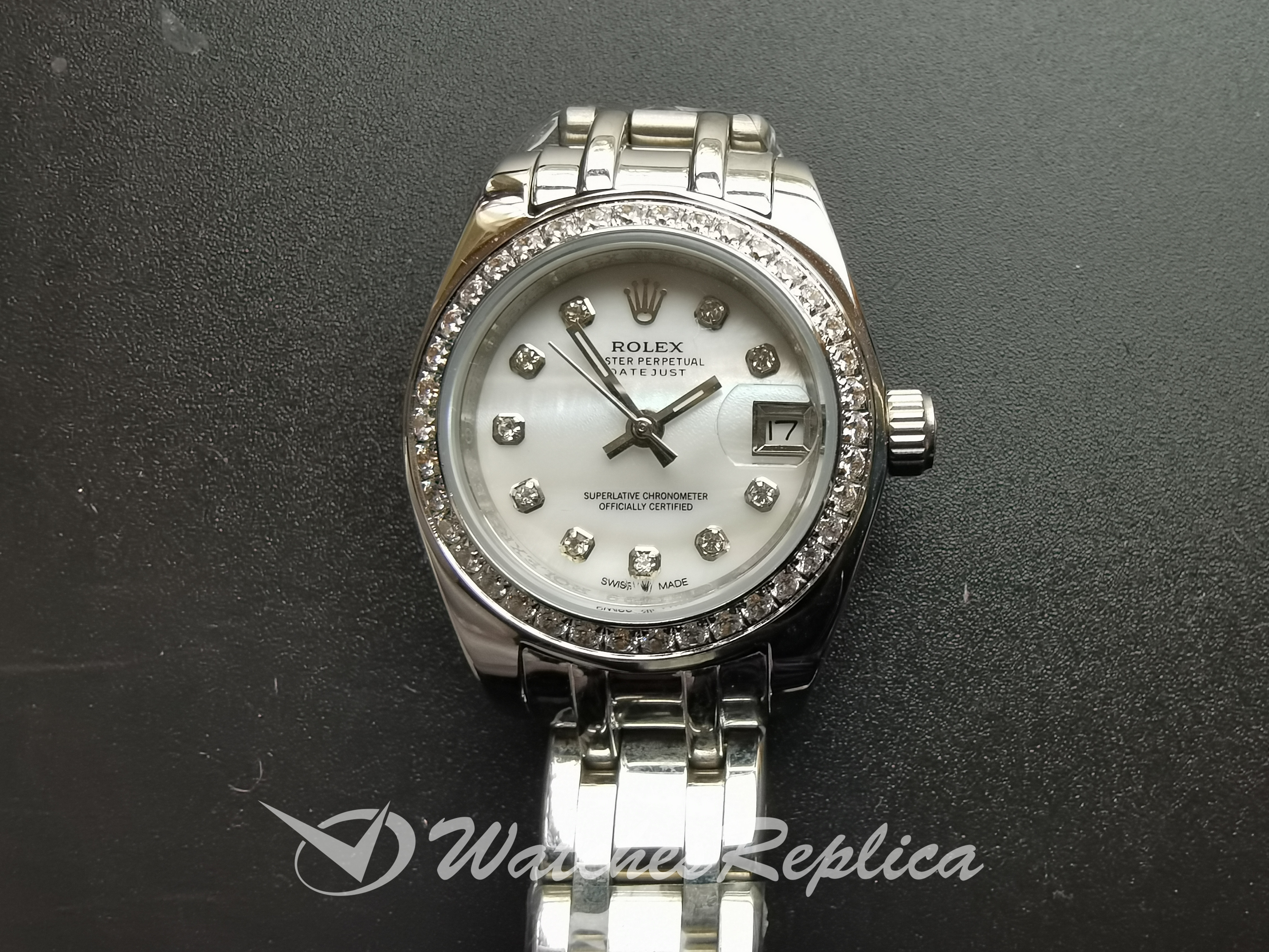 Rolex Pearlmaster 80299 Dial blanco y acero inoxidable 29MM para mujeres Réplicas Relojes