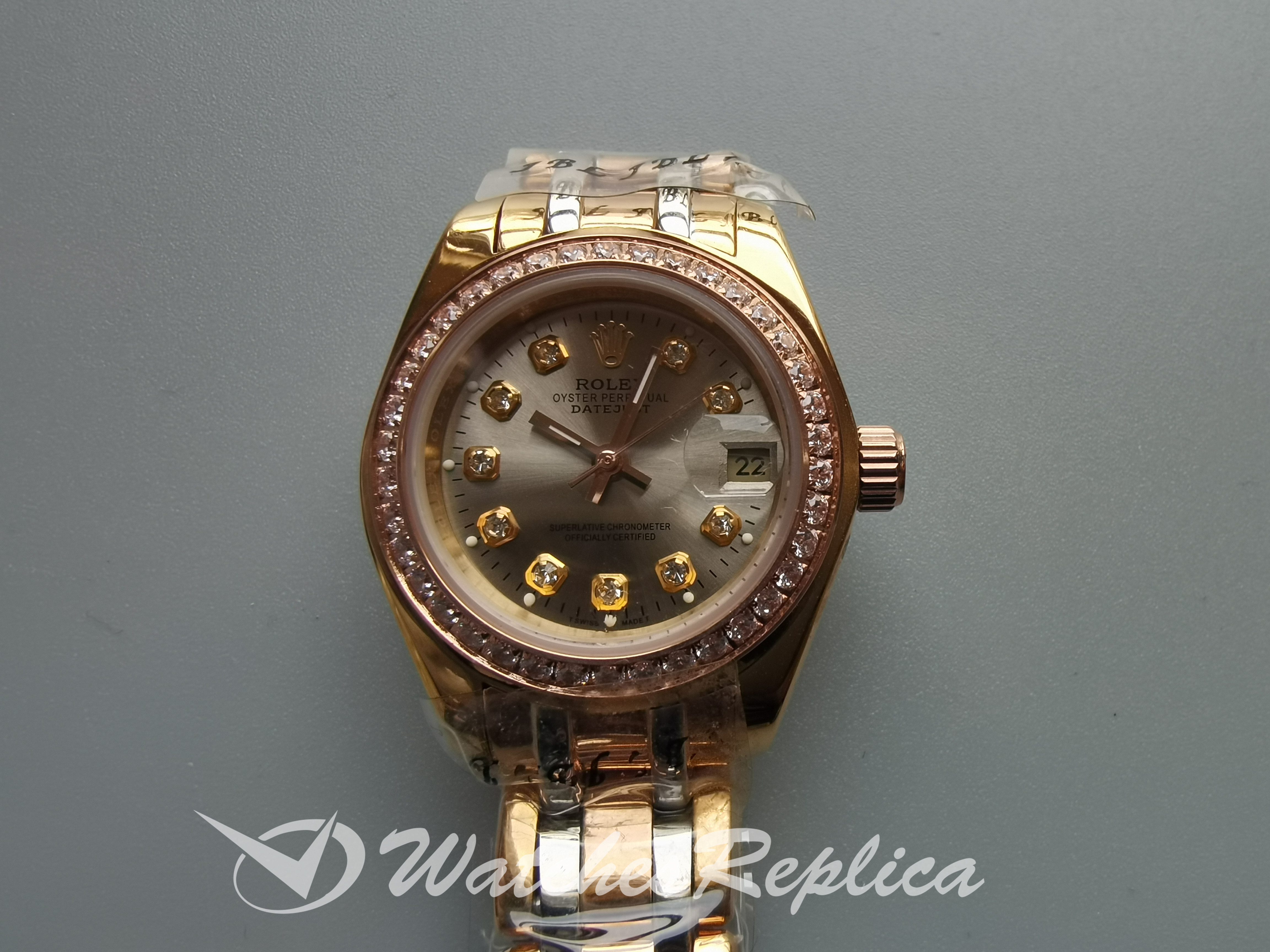 Rolex Pearlmaster Champagne Diamante and Gold – 3 colores 29MM para Women Réplicas Relojes