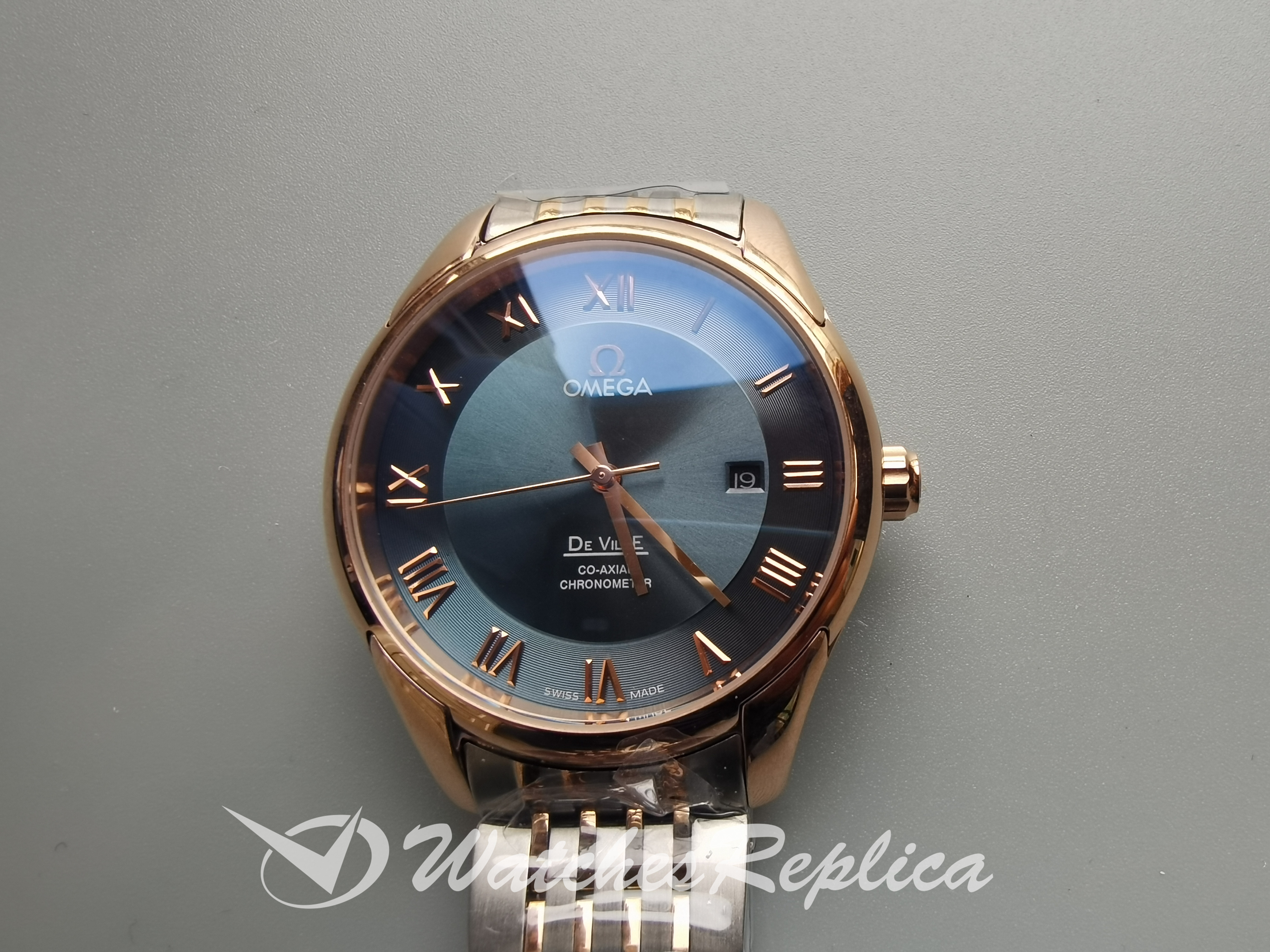 Omega de Ville Hour Vision Rose Gold Steel Dial 41MM para hombres Réplicas Relojes