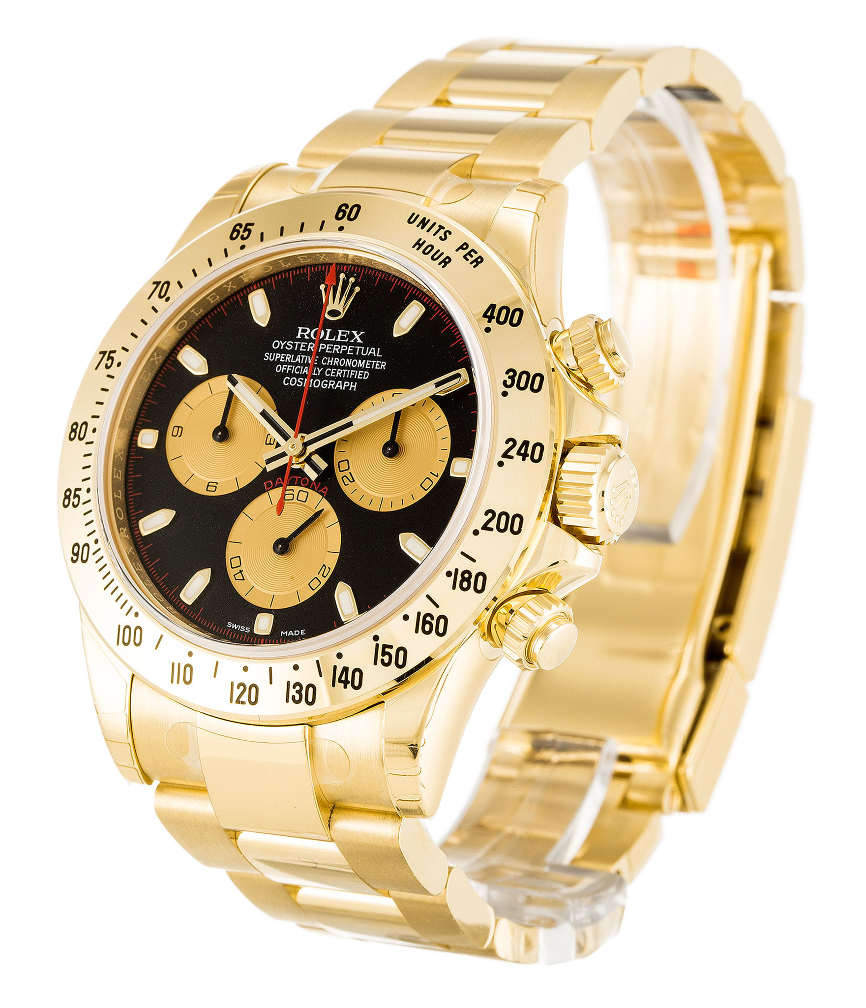 Réplica Rolex Daytona Marcadores de palo de marcado negro 116528 40MM