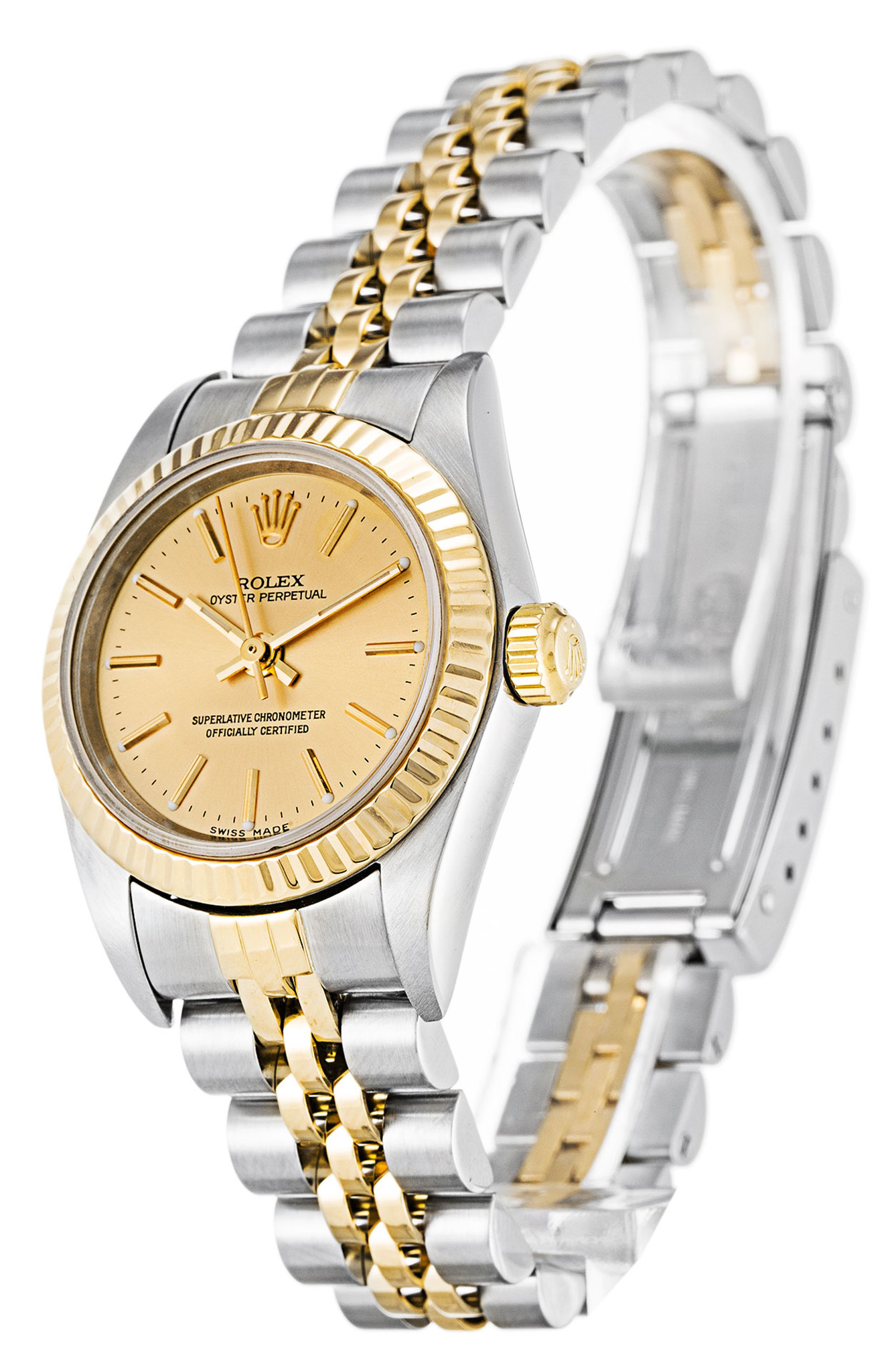 Réplica Rolex Mujeres Oyster Perpetual Yellow Gold Case Markers 76193 24MM