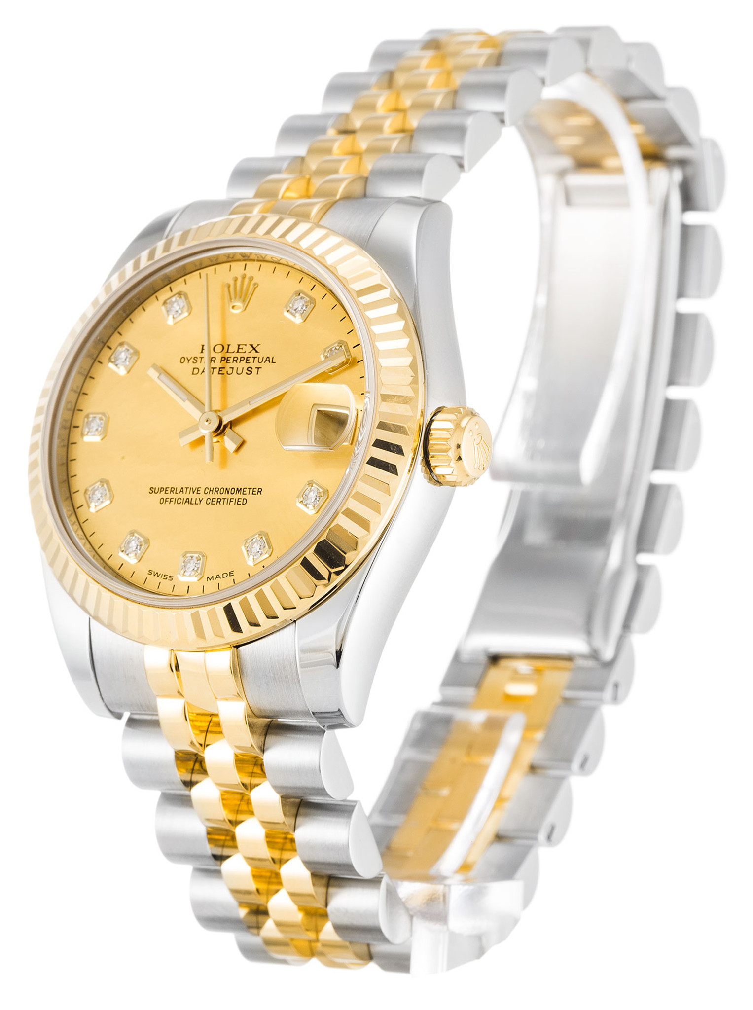 Réplica Rolex Datejust Marcadores de diamantes de dial dial de oro amarillo 178273 31MM