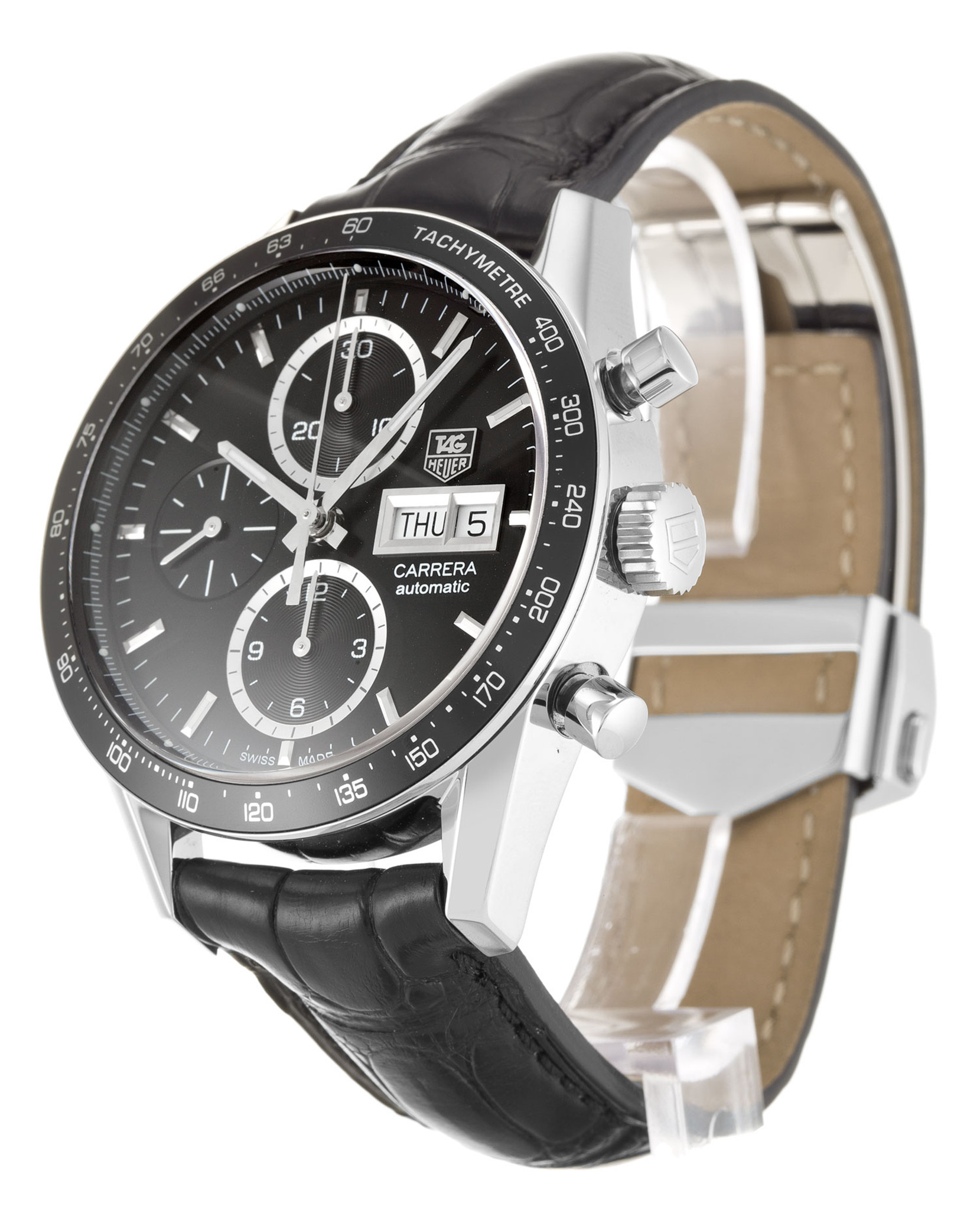 Réplica etiqueta Heuer Carrera CV201Ag.FC6266 Marcadores de palo de marcado negro 41MM