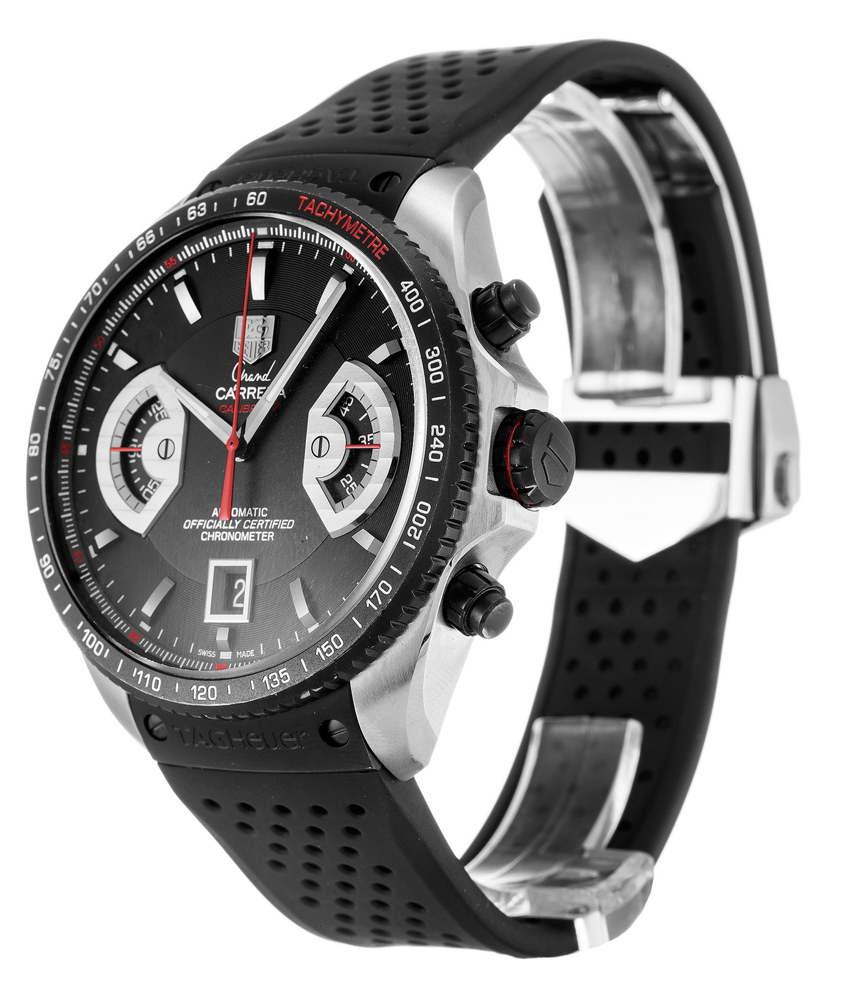 Réplica etiqueta Heuer Grand Carrera Cav511c.ft6016 Marcadores de palo de dial negro 43MM